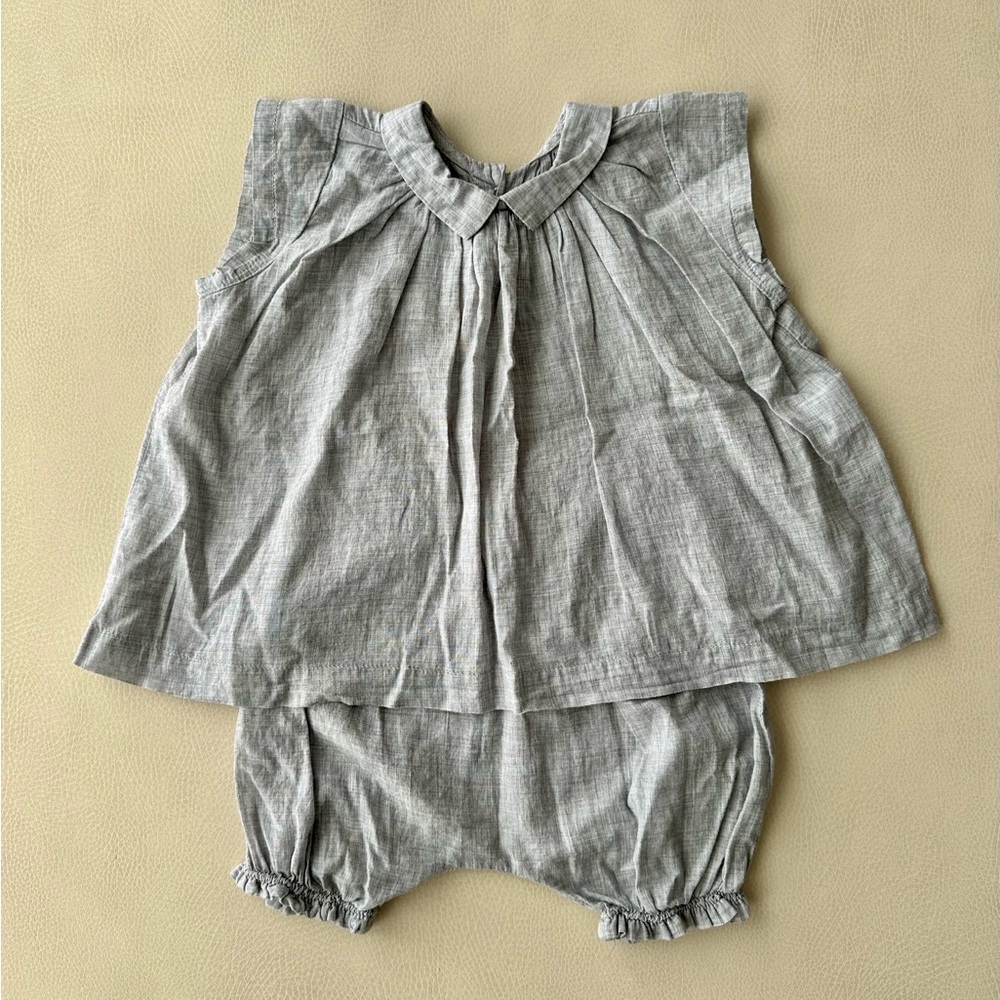 Makie Light Gray Two-Piece Baby Set - Sleeveless Top & Bloomers